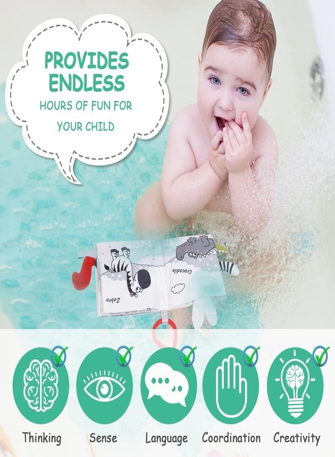 BeFunky Baby Books Toy 0-18 Months, Newborn Sensory Soft Books Toy, High Contrast Touch & Feel Crinkle Cloth Books with Squeaker, Early Development Bath Toys Gift (Animal Kingdom) - Image 5